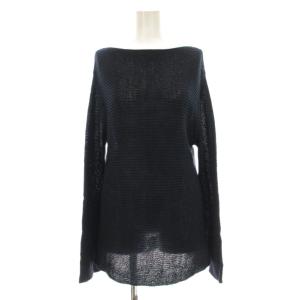 18SS アサシルク Flare sleeve プルオーバー ニット 長袖 フレアスリーブ 紺 ネイビー