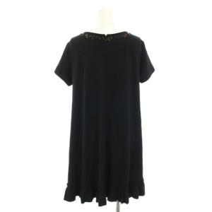 TOKUKO 1er VOL トクコ プルミエヴォル チュニック ワンピース ミニ 半袖 フリル ビーズ装飾 9 黒 ブラック 1623031-99 /YT