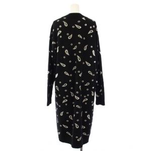 PS Paul Smith ニットワンピース ひざ丈 長袖 総柄 XL 黒 KRPSLW0210 /TK