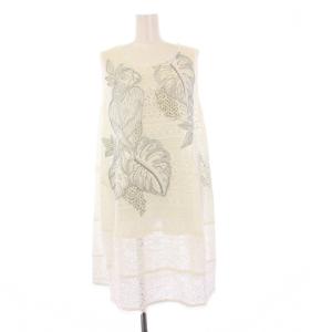 タグ付き 総レースワンピース ノースリーブ ひざ丈 刺繍 9 ホワイト 168025-91 /KH