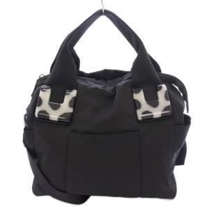 EAR 樹脂パーツトートバッグ 2WAY ハンドバッグ ショルダーバッグ ナイロン ダルメシアン柄 切替