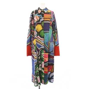 タグ付き シャツワンピース 長袖 ロング 総柄 44L マルチカラー OPPPKW0702 /KH