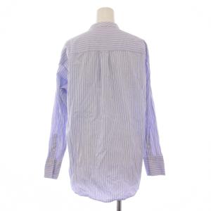 23区 マイスタンダード MY STANDARD シャツ ブラウス 長袖 バンドカラー ストライプ柄 40 水色