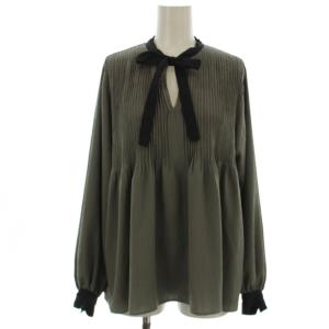 22SS ピンタックバイカラーブラウス グレー 黒 ブラック 22051900402010 /OR