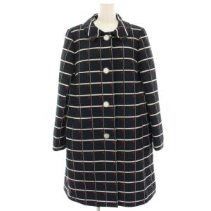 ステンカラーコート 総柄 ロング 44 紺 ネイビー 赤 レッド グレー 858663-65 /HN