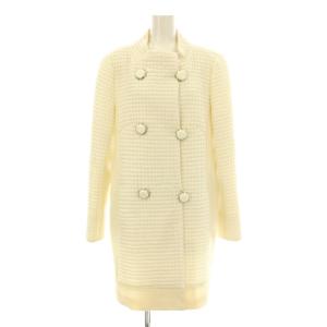 ligne キルティングコート ロング ダブル 中綿 切替 ウール 44 アイボリー 858302-21