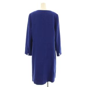 Pierre Cardin ligne ノーカラーコート ロング 44 青 ブルー 黒 ブラック 851713-62 /KU