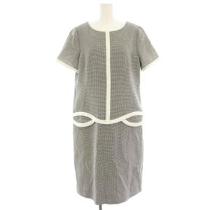 ワンピース ミモレ ロング ライン 半袖 44 白 ホワイト 黒 ブラック 851686-68 /HN