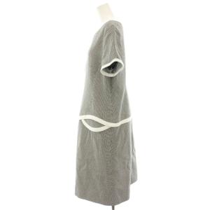 Pierre Cardin ワンピース ミモレ ロング ライン 半袖 44 白 ホワイト 黒 ブラック 851686-68 /HN