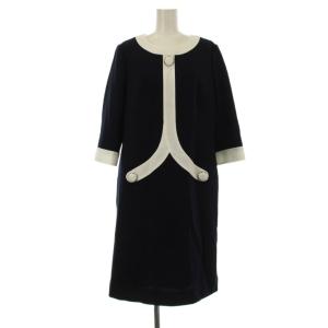 ワンピース ロング 長袖 44 紺 ネイビー 白 ホワイト 851937-65 /OR