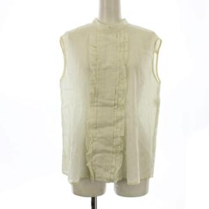 コットンバックリボンフリルブラウス シャツ ノースリーブ 38 白 ホワイト 6521-299-0935