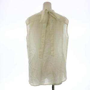 Drawer コットンバックリボンフリルブラウス シャツ ノースリーブ 38 白 ホワイト 6521-299-0935