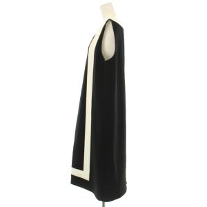 Pierre Cardin ワンピース ロング ノースリーブ 44 黒 ブラック 白 ホワイト 851776-68 /OR