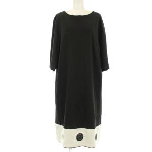 ワンピース ロング 七分袖 46 黒 ブラック 白 ホワイト 861043-68 /OR