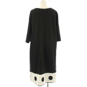 Pierre Cardin ワンピース ロング 七分袖 46 黒 ブラック 白 ホワイト 861043-68 /OR