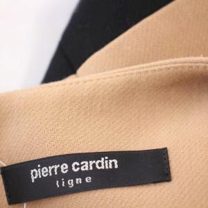 Pierre Cardin ノースリーブ ワンピース 851855-73 ボーダー ひざ丈 ボア装飾 44 ベージュ 黒 /G