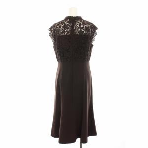 KUMIKYOKU 組曲 ワンピース ロング 半袖 フレンチスリーブ レース切替 花柄 タグ付き 2 茶 ブラウン OPWXBS0828