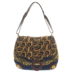 ハンドバッグ ワンショルダーバッグ ビーズ装飾 マルチカラー ベージュ 茶 ブラウン 青 ブルー /AN9