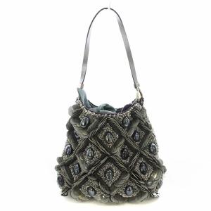 ハンドバッグ ビジュー スパンコール グレー /G