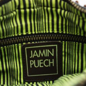 JAMIN PUECH ハンドバッグ ウッドビーズ レザー 紫 パープル /G