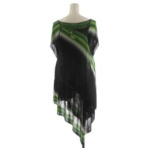 TOKUKO 1er VOL トクコ プルミエヴォル ニット カットソー ノースリーブ 魚 刺繍 9 緑 グリーン 黒 ブラック 1663741-99 /AN29