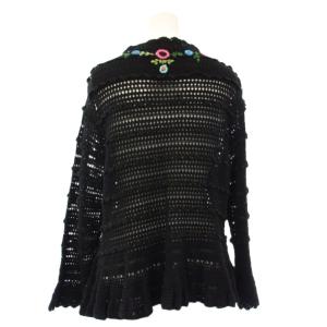 TOKUKO 1er VOL トクコ プルミエヴォル ニットカーディガン フラワー 刺繍 長袖 9 黒 1464035-99 /TK