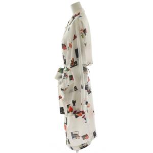 PS Paul Smith シャツワンピース ロング丈 長袖 総柄 44L 白 ホワイト OPPSKM0308 /AN32