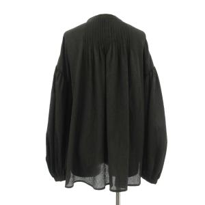 MILA OWEN MILAOWEN 24SS タグ付き ピンタックスタンドカラー袖ボリュームブラウス 長袖 バンドカラー 0 黒 ブラック