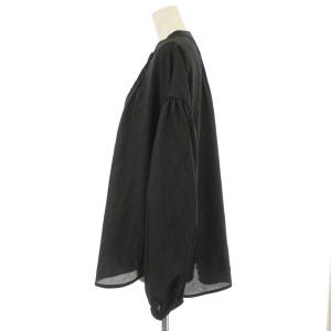 MILA OWEN MILAOWEN 24SS タグ付き ピンタックスタンドカラー袖ボリュームブラウス 長袖 バンドカラー 0 黒 ブラック