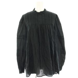 24SS ピンタックブラウス シャツ プルオーバー 長袖 38 黒 ブラック 64-11-0347-594