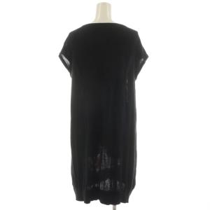 TOKUKO 1er VOL トクコ プルミエヴォル チュニック ニット 半袖 刺繍 絹 シルク混 9 黒 ブラック 赤 レッド 1464761-99 /AN41