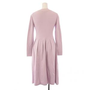 TOCCA FONTANAニットドレス フレアワンピース ミモレ ロング 長袖 クルーネック ストレッチ レース 切替
