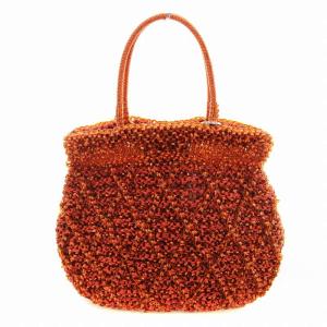 ワイヤーバッグ ハンドバッグ ショルダーバッグ 赤 オレンジ /G