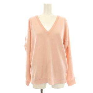 ニット セーター 長袖 Vネック チュール 切替 ウール S ピンク VR3KC06G /KU