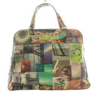 ボストンバッグ ハンドバッグ 総柄 レザー マルチカラー ベージュ 緑 グリーン /AN5