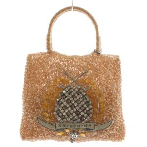 ワイヤーバッグ ハンドバッグ トートバッグ ビジュー装飾 ゴルフモチーフ ベージュ 白 ホワイト /AN15