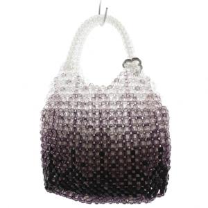 ハンドバッグ ビーズ装飾 クリア 紫 パープル /AN13
