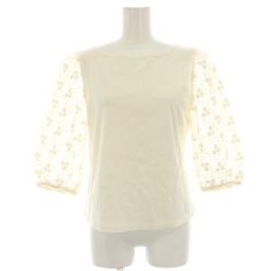 カットソー ブラウス 袖レース 七分袖 40 白 ホワイト YB-815308 /HN