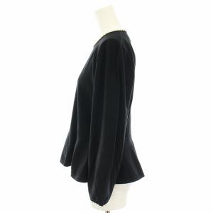 M'S GRACY ニット セーター カットソー 長袖 ペプラム パール 40 黒 ブラック 白 ホワイト AK-218524