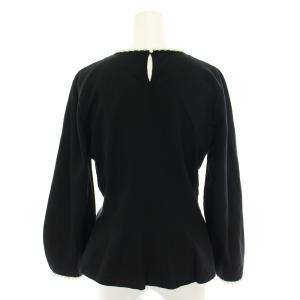 M'S GRACY ニット セーター カットソー 長袖 ペプラム パール 40 黒 ブラック 白 ホワイト AK-218524