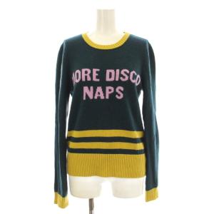 Disco Naps Sweater ニット セーター 長袖 クルーネック ロゴ ウール混 S ダークグリーン