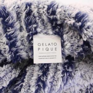 gelato pique SNOWニットプルオーバー ルームウェア 長袖 ハイネック ストレッチ ストライプ柄 F 青 ブルー 水色