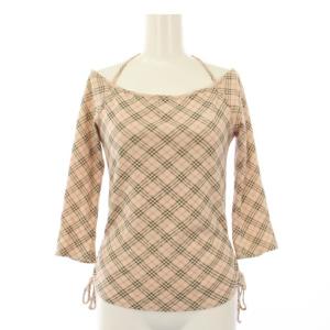 Tシャツ カットソー チェック 七分袖 ホース 刺繍 38 ピンク FA504-253-12 /TK