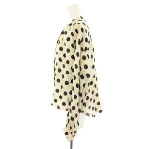 TOMORROWLAND collection 23SS コインドットプリントバンドカラーブラウス 長袖 絹 シルク混 36 ベージュ 黒 ブラック 14-01-31-01105