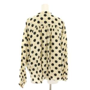 TOMORROWLAND collection 23SS コインドットプリントバンドカラーブラウス 長袖 絹 シルク混 36 ベージュ 黒 ブラック 14-01-31-01105