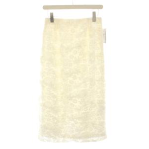 24AW シアーフラワーレーススカート ロング ミモレ タイト イージー タグ付き 38 白 ホワイト