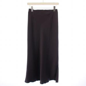 24AW ダブルサテンスカート フレア マキシ ロング 無地 スリット 38 黒 ブラック /BB