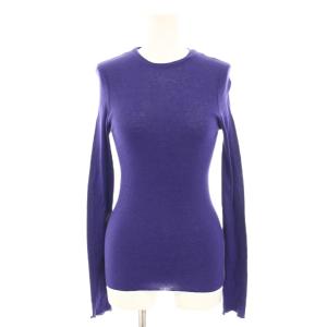 23AW コットンシルクリブ クルーネックプルオーバー カットソー ニット 長袖 絹 シルク混 S 紫