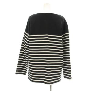 A.P.C. IENA別注 ボーダー長袖Tシャツ カットソー 肩ボタン 38 黒 ブラック 白 ホワイト 23216-1-96481