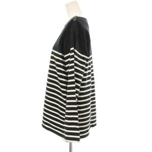 A.P.C. IENA別注 ボーダー長袖Tシャツ カットソー 肩ボタン 38 黒 ブラック 白 ホワイト 23216-1-96481